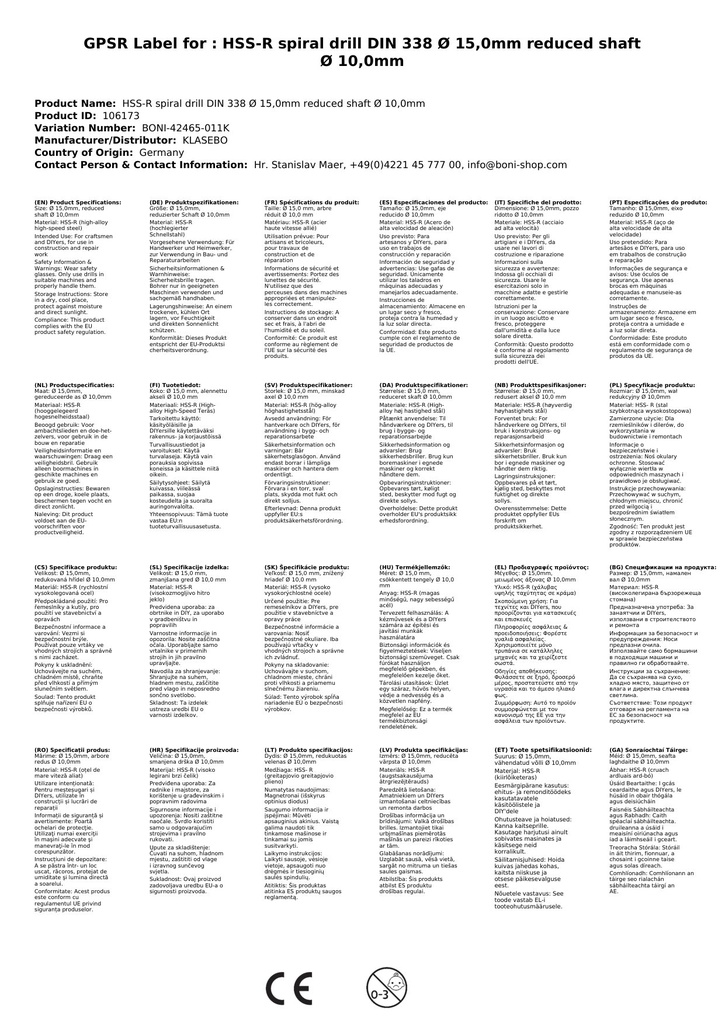 HSS-R spiralna svrdla DIN 338 Ø 15,0mm smanjena osovina Ø 10,0mm-2
