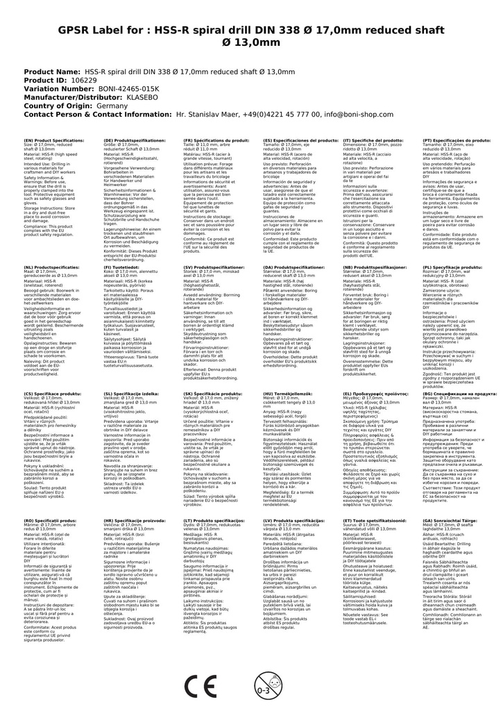 HSS-R spiralna svrdla DIN 338 Ø 17,0mm smanjena osovina Ø 13,0mm-2