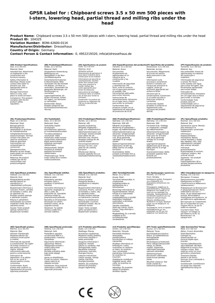 Vijci za ivericu 3,5 x 50 mm 500 komada s I-zvijezdom, upuštena glava, djelomični navoj i rebrima za glodanje ispod glave-1