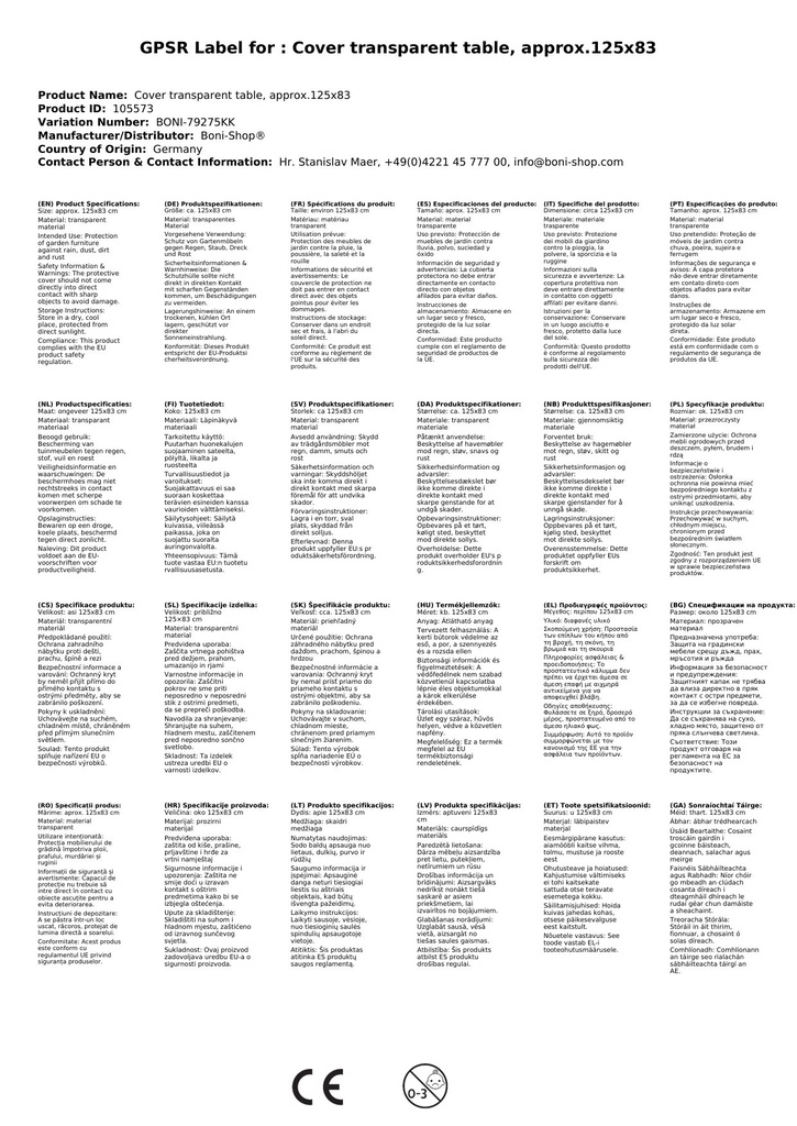 Prozirna zaštitna navlaka za stol, cca 125x83-1