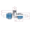 PP PE cijevni spoj T-komad 20 x 1/2" IG x 20-0