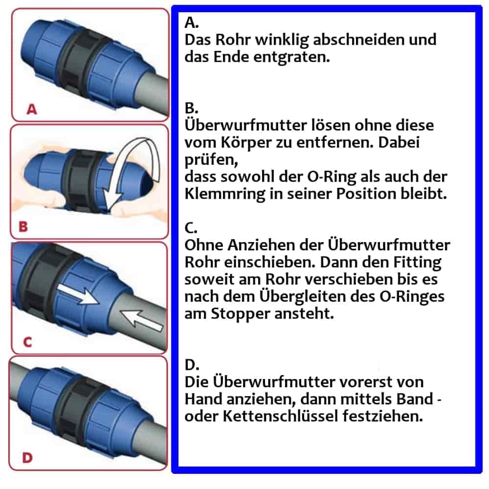 PP PE Rohr Verschraubung T-Stück 40 x 1 1/4" IG x 40-2