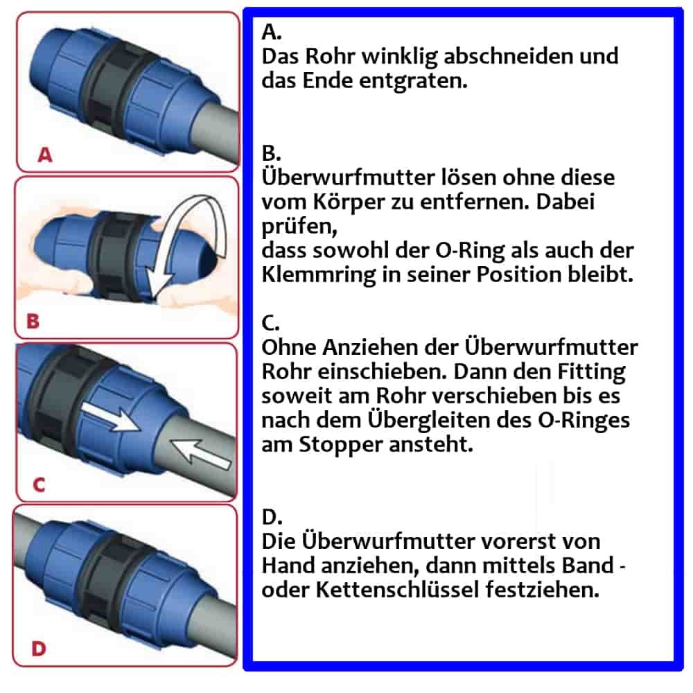 PP PE Rohr Verschraubung Kupplung 32 x 1" IG-2