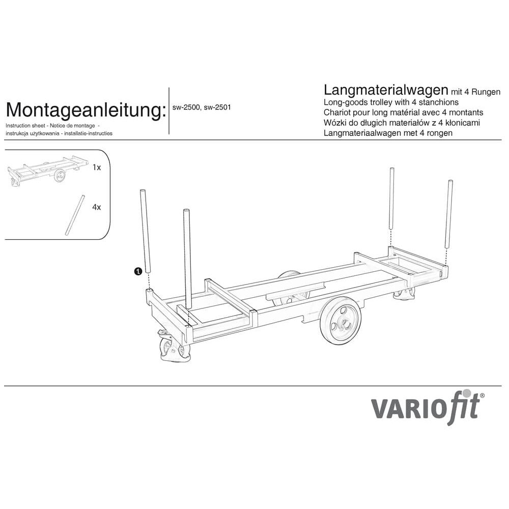 Vagon za dugu robu s 4 prečke (EV)-0