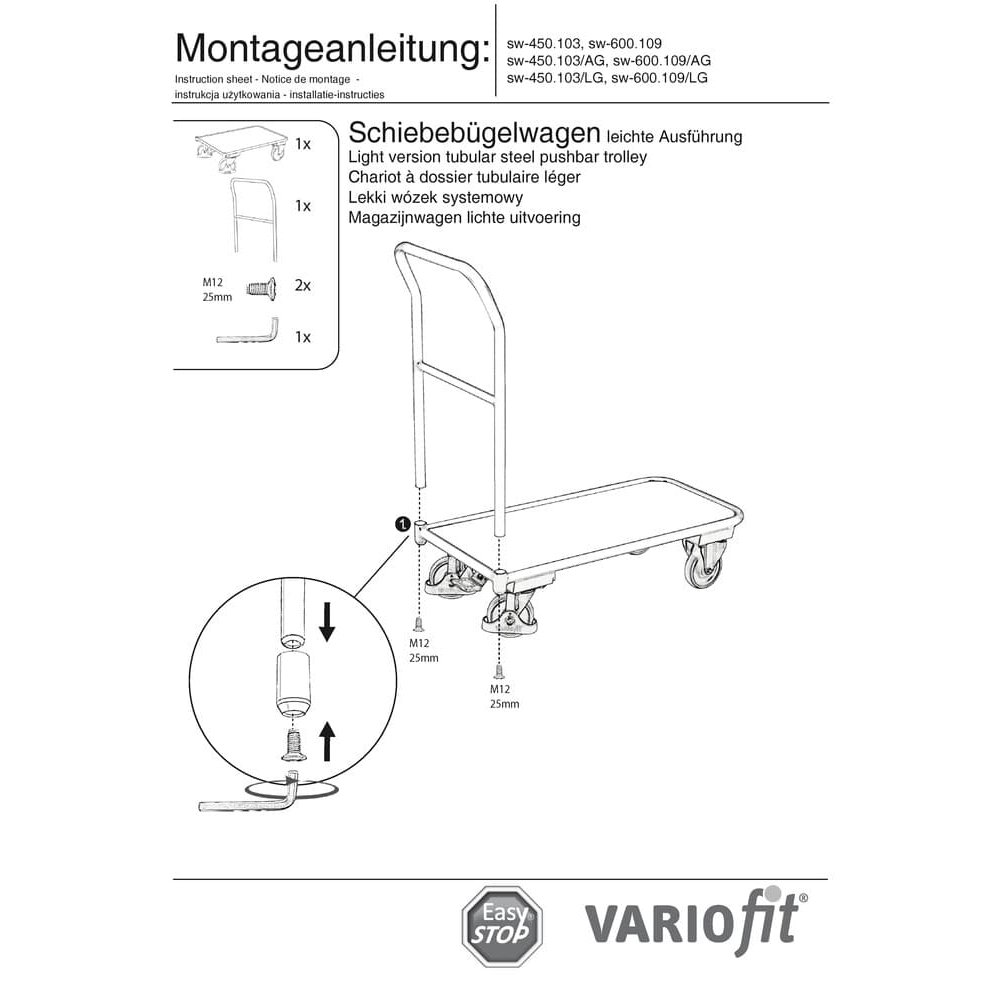 Kolic za guranje 200 kg Tip S + EasySTOP-0