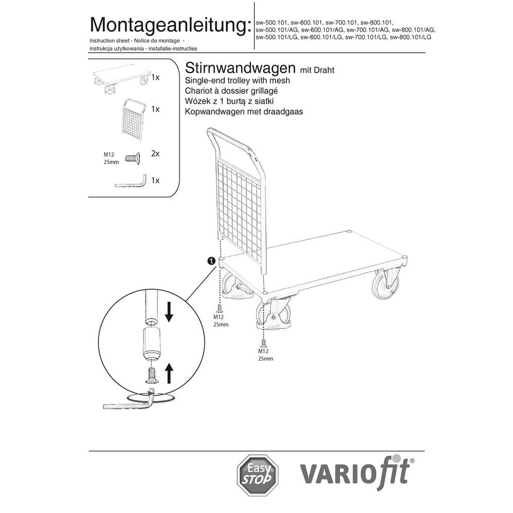 Kolica s žičanom mrežom za 400 kg tipi S + EasySTOP-0