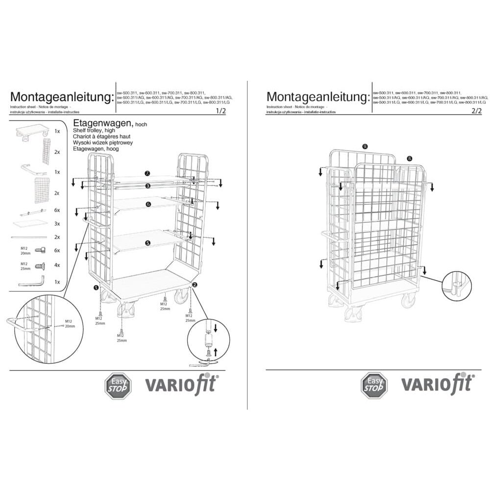 Paket-Vierwandwagen visoki s 3 poda tip S + EasySTOP-0