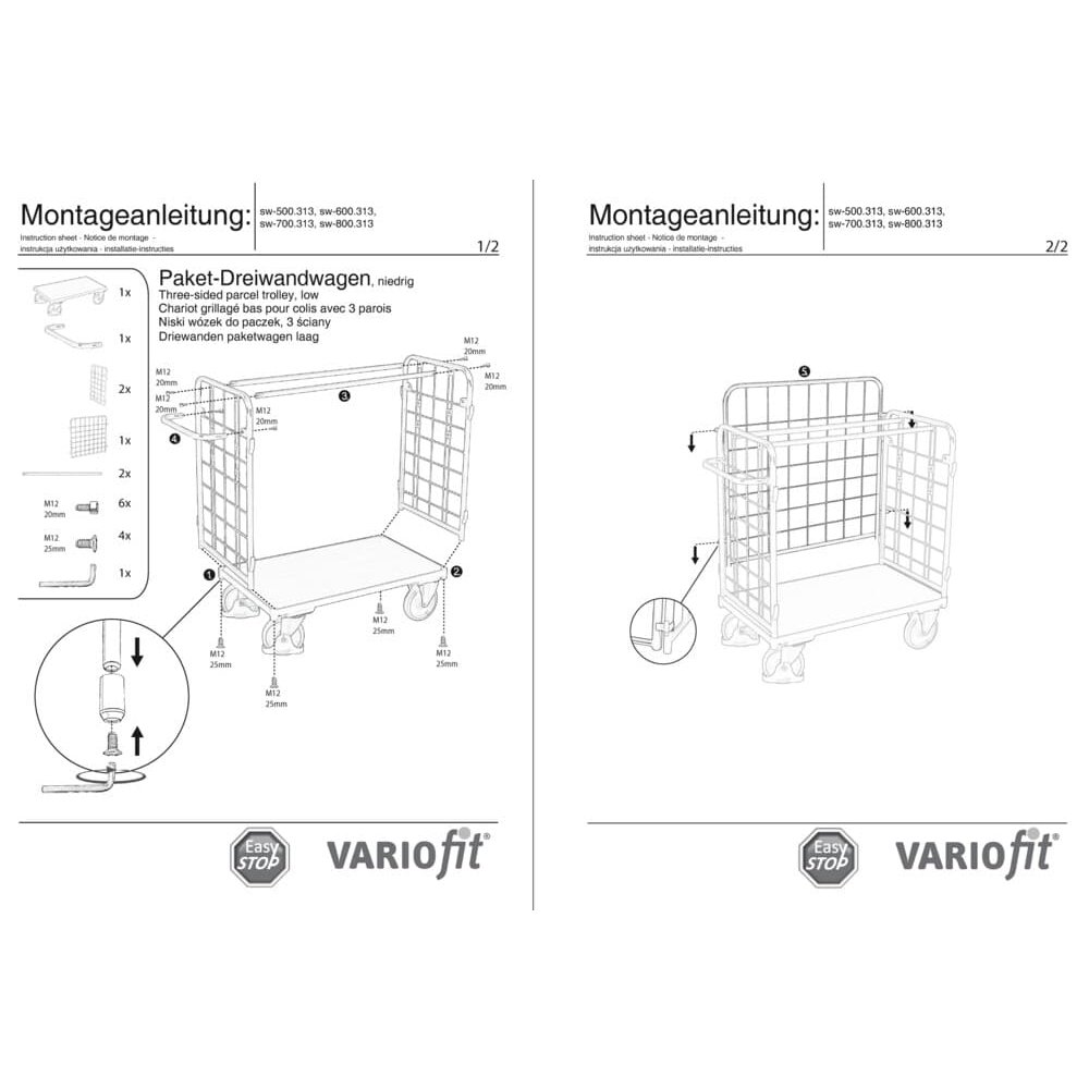 Paket-Dreiwandwagen nizak Tip S + EasySTOP-0