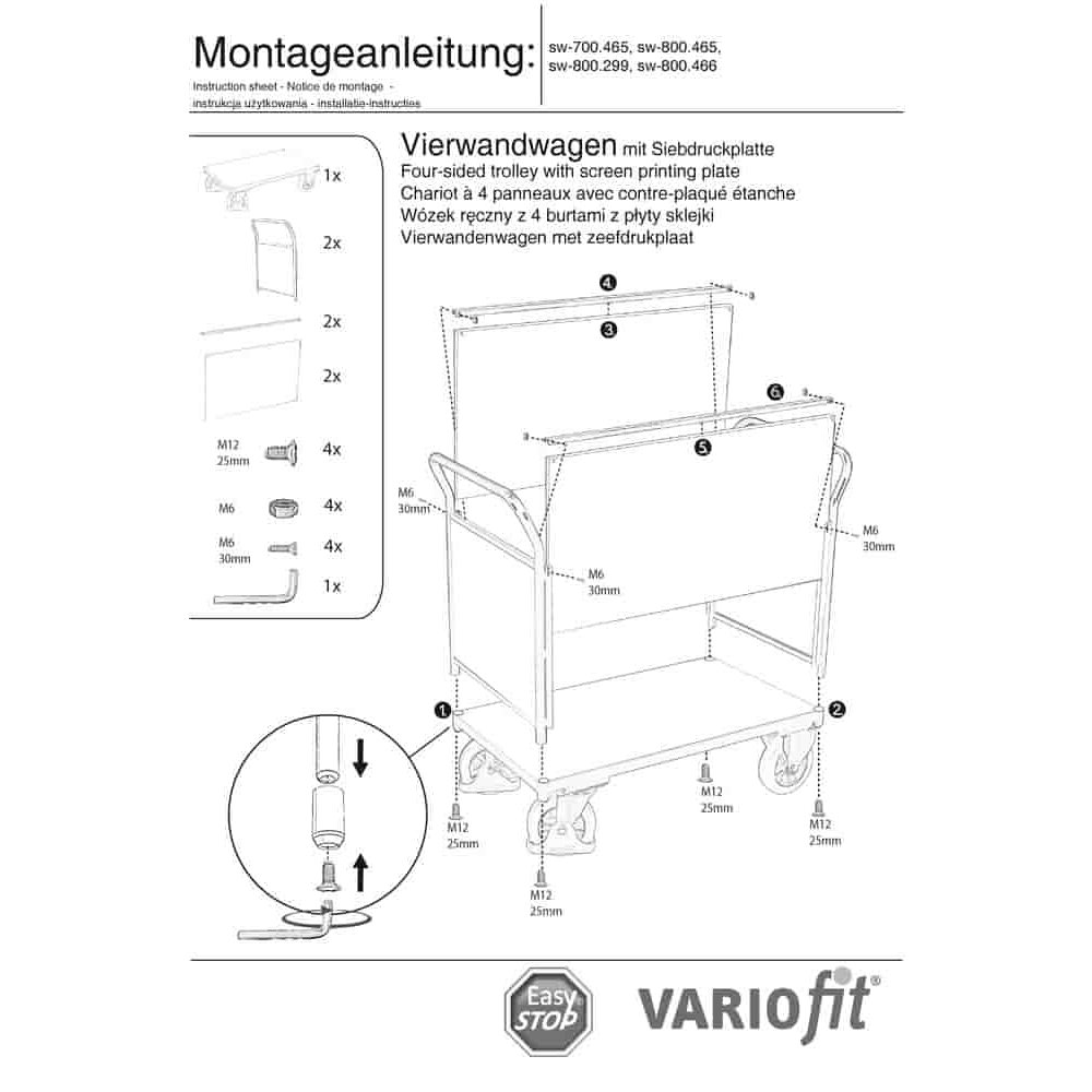 Četverostrani kolica 1000 kg Tip S + EasySTOP-0