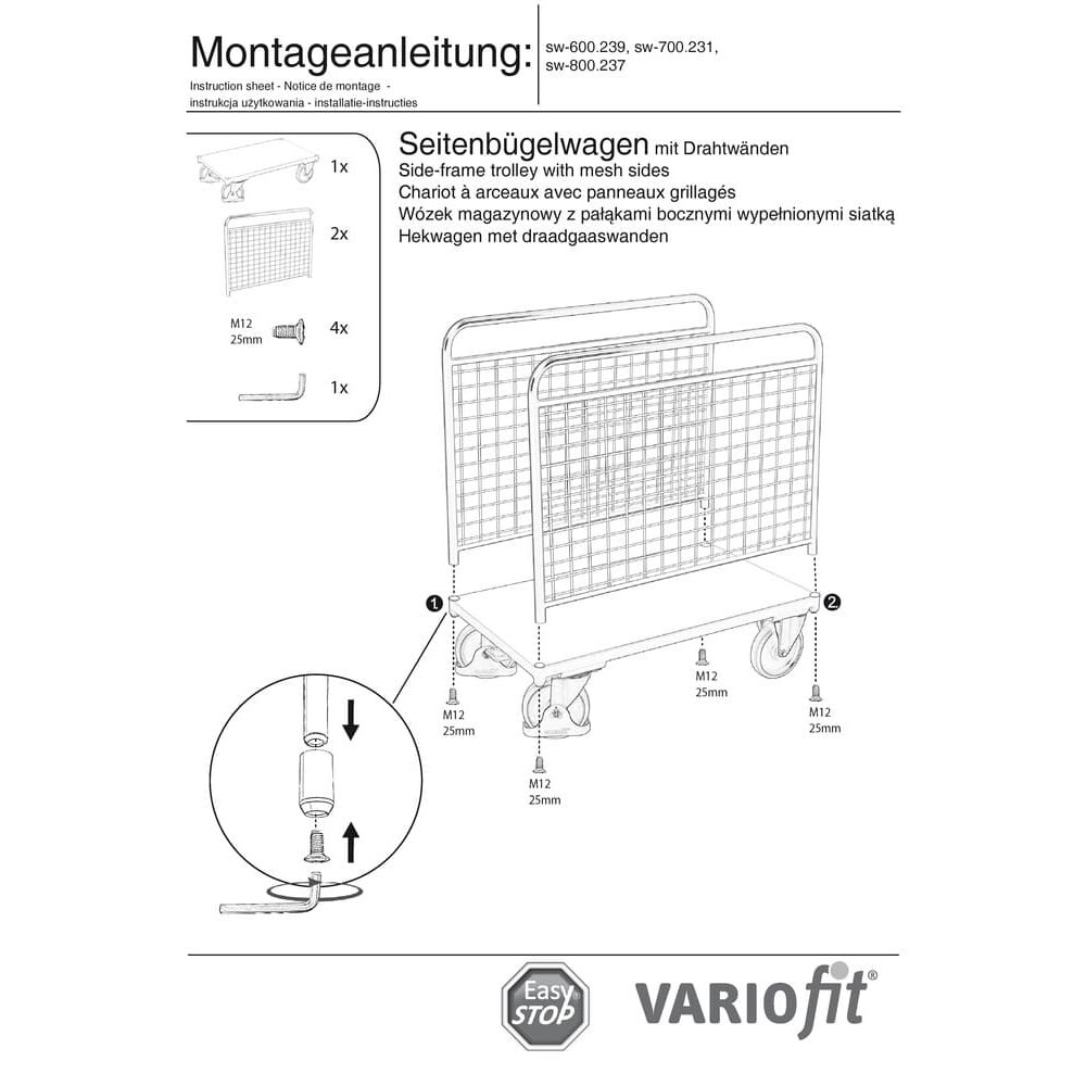 Drahtgitter stranica nosač kolica Tip L + EasySTOP-0