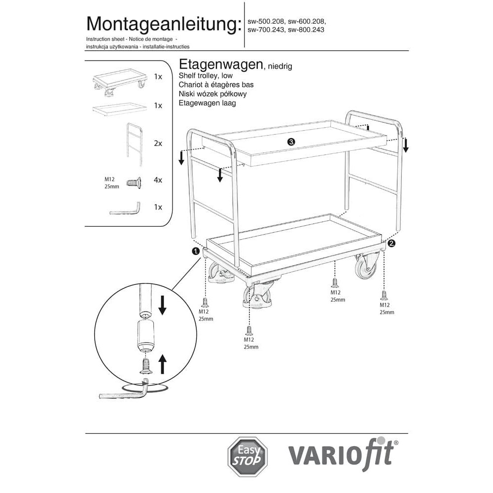 Kola s policama visoka 5 polica 250 kg nosivost Tip XL + EasySTOP-1