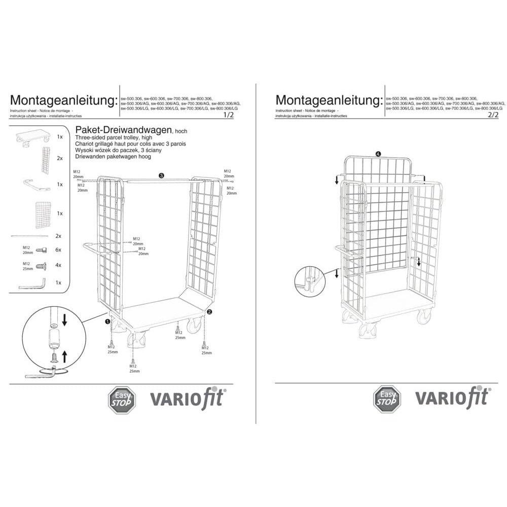 Paket-tri-stijenski kolica visoki Tip XL + EasySTOP-1