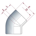 PVC-U 45° koljeno čahura 20 mm PN16-0