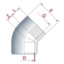 PVC-U 45° kutni spojnica x IG 20 mm x 1/2"PN10-0