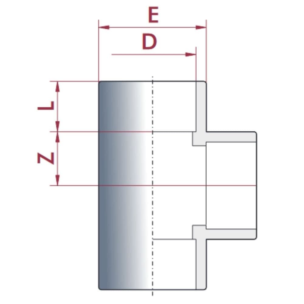 PVC-U T-komad čahura 40 mm PN16-0