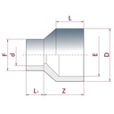 PVC-U redukcija duga 32-25mm x 20 mm PN16-0