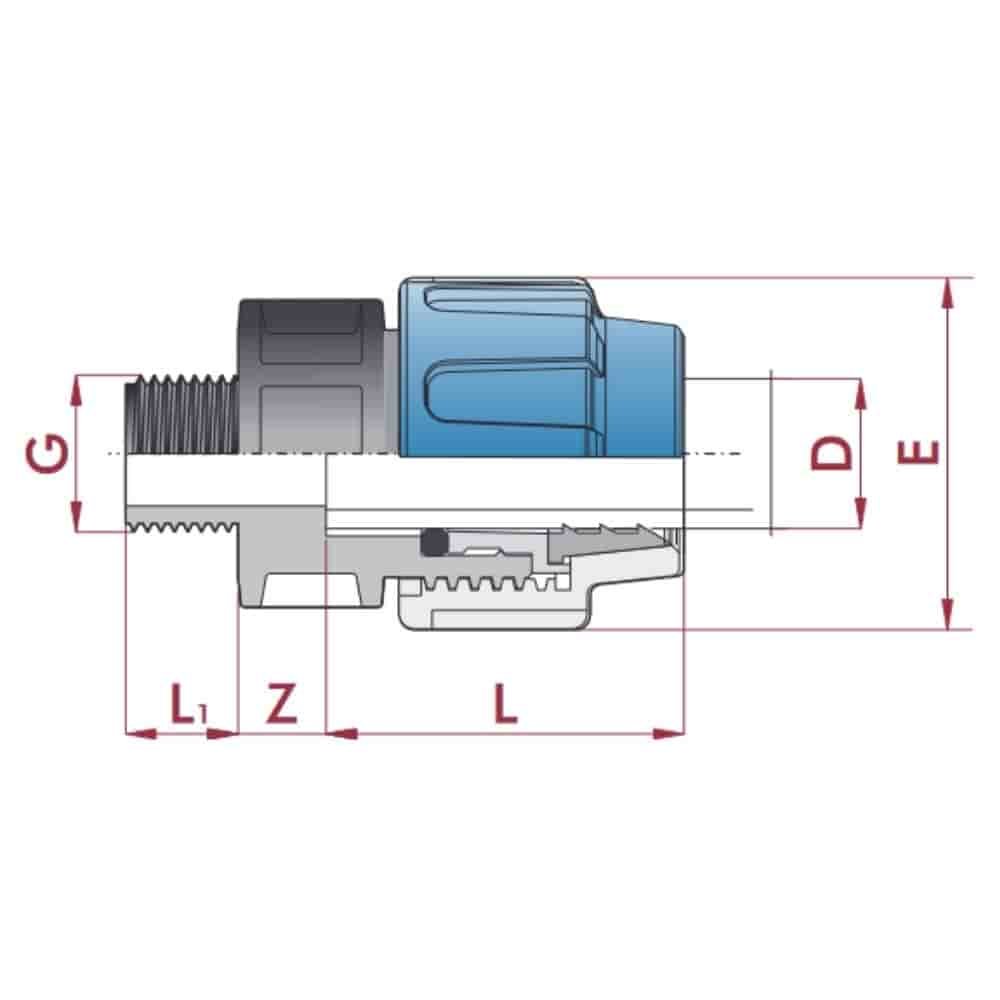 PP PE cijevna spojka 20 x 3/4" IG-0