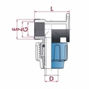 PP PE cijevni spoj 90° ojačani zidni nosač 25 x 3/4" IG-0