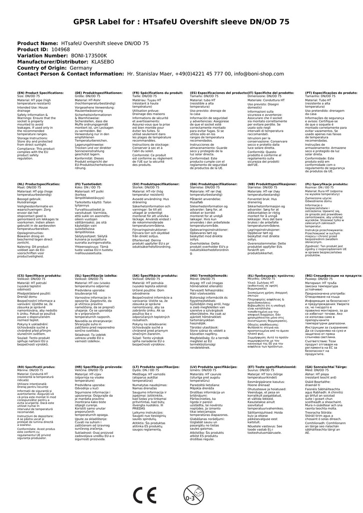 HTsafeU Klizna spojka DN/OD 75-2