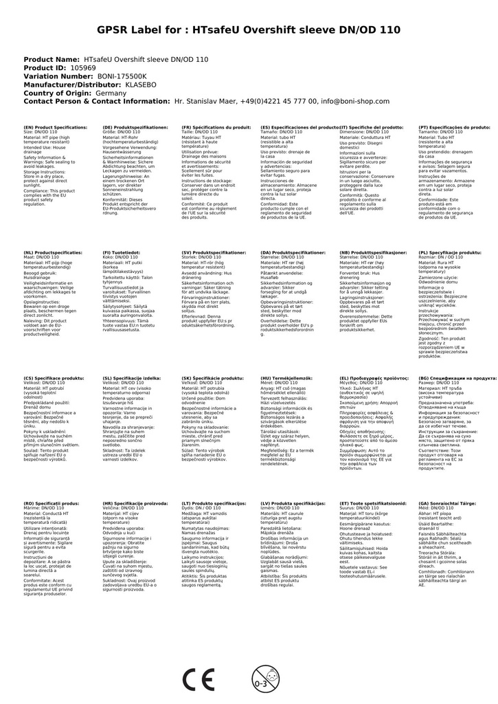 HTsafeU Klizna spojka DN/OD 110-2