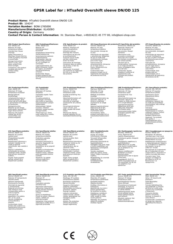 HTsafeU Klizna spojka DN/OD 125-2