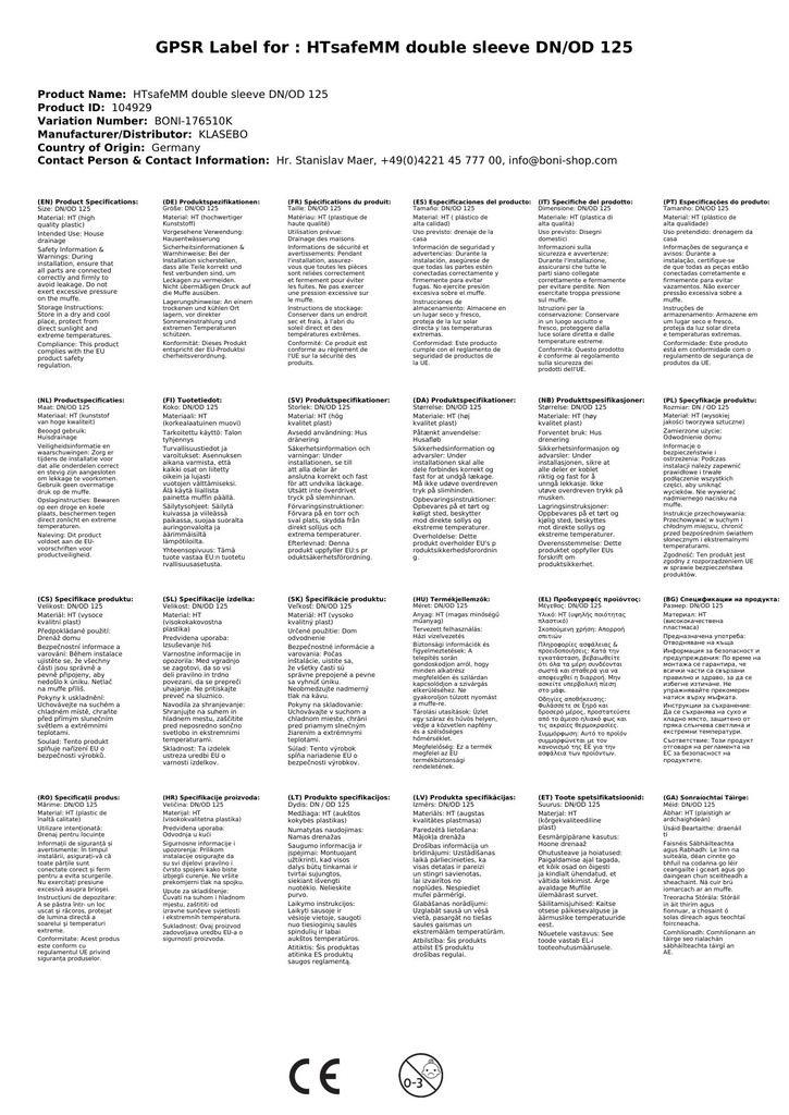 HTsafeMM Dvostruka čahura DN/OD 125-2