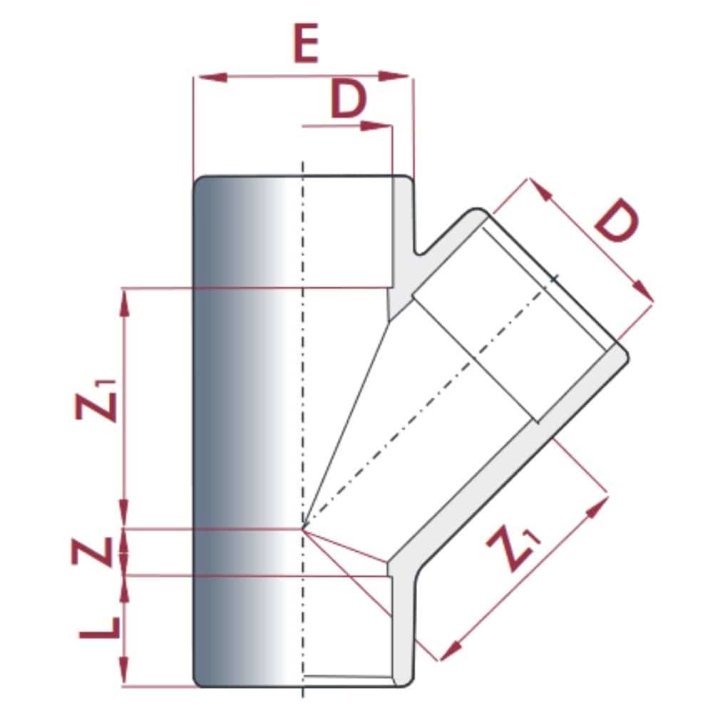 PVC-U 45°T-komad čahura 63 mm PN10-0