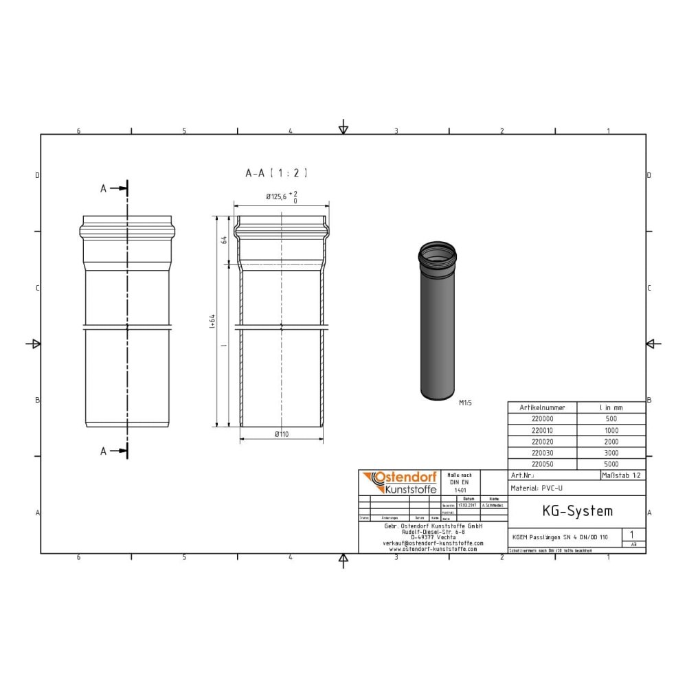 KGEM cijev SN 4 Coex DN/OD 110 x 1000 mm-1