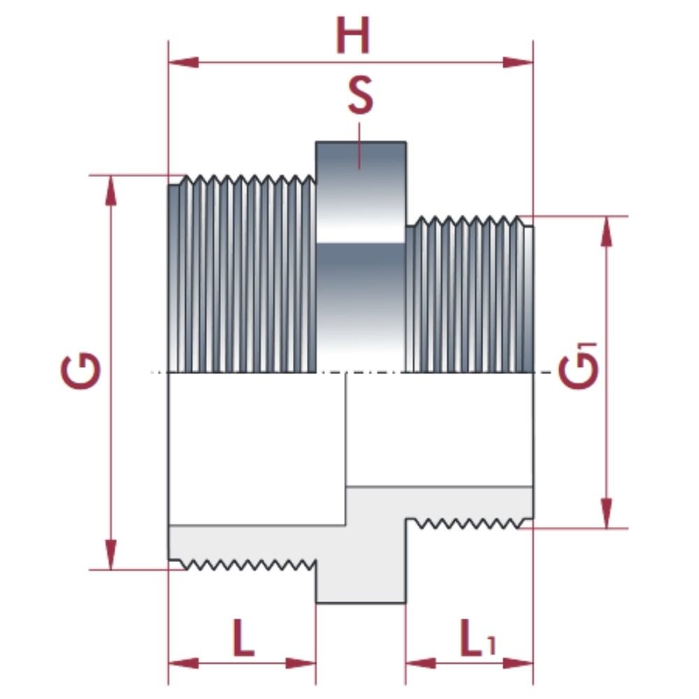 PVC - U dvostruki nipl smanjen AG 3/4" x 1/2"-0