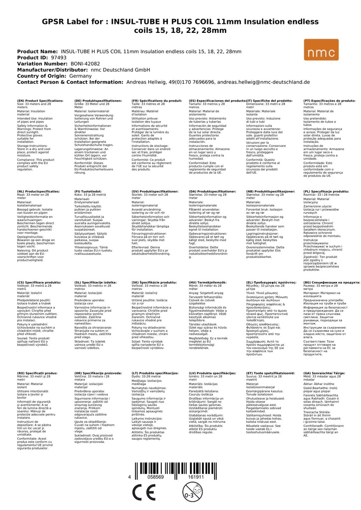INSUL-TUBE H PLUS COIL 11mm Izolacija beskonačni namotaji 15, 18, 22, 28mm-0
