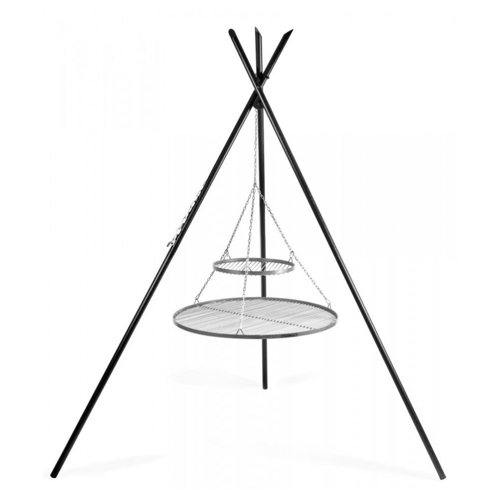 Schwenkgrill „TIPI“ 210 cm + Doppelrost 70 cm und 40 cm aus Edelstahl