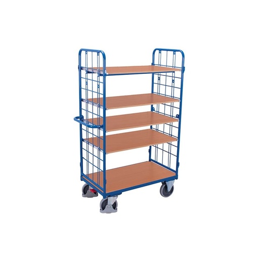 [BONI-sw-800.217] Paketski vagon visok s 2 rešetkasta zida + 5 polica 500 kg nosivosti Tip XL + EasySTOP