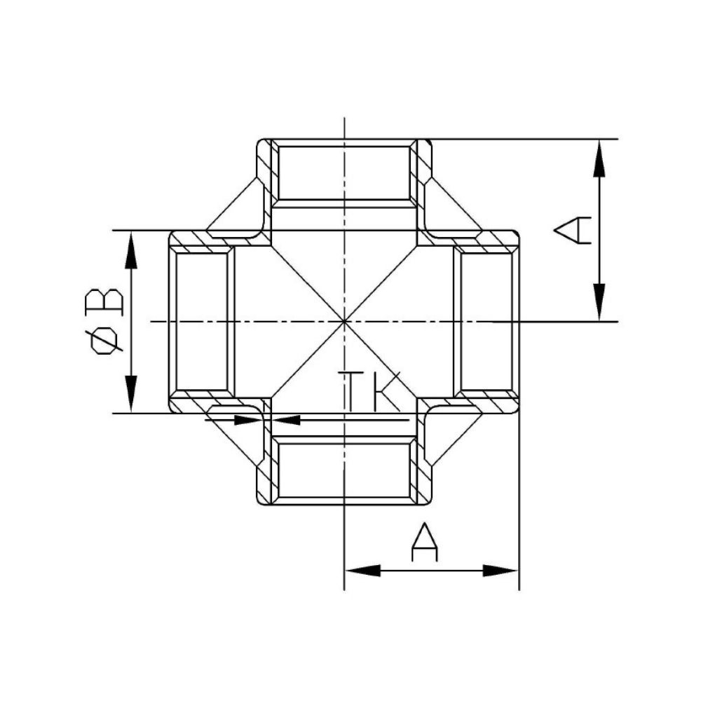 Gewindefitting Edelstahl Kreuzstück 90° 1 1/4" IG-1